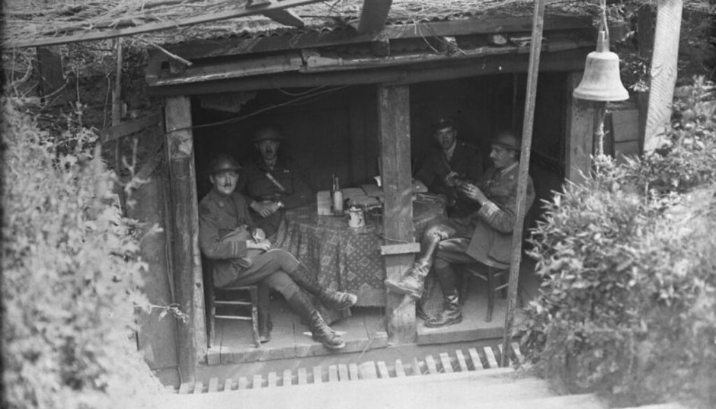 13_21st Bn. officers summer house attached to dugout not many hundreds of yards from Boche line. August, 1917